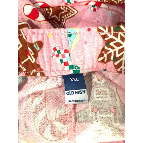 Old Navy women’s XXL Pink Flannel Holiday candy cane ornaments PJ pant NEW - Picture 5 of 6